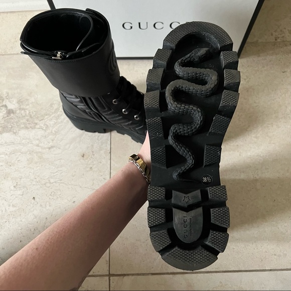 SOLD-GUCCI interlocking G combat boots 38.5 with box - Picture 3 of 8